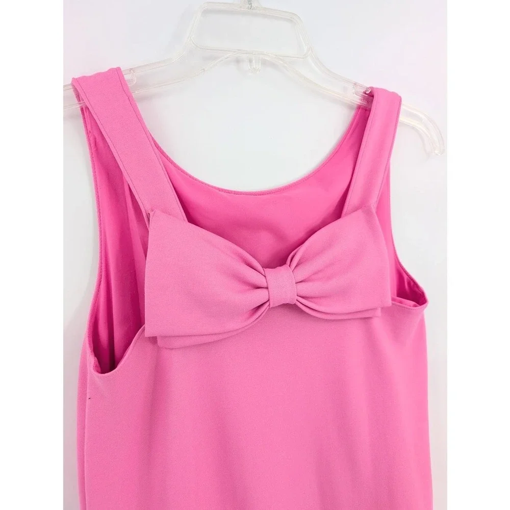 Kate Spade Girl Bow‎ Dress Pink Red Scalloped Hem Sleeveless Sz 14Y Large